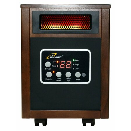 ILIVING Infrared Portable Space Heater with Dual Heating System, 1500W, Dark Walnut Wooden Cabinet ILG-918W